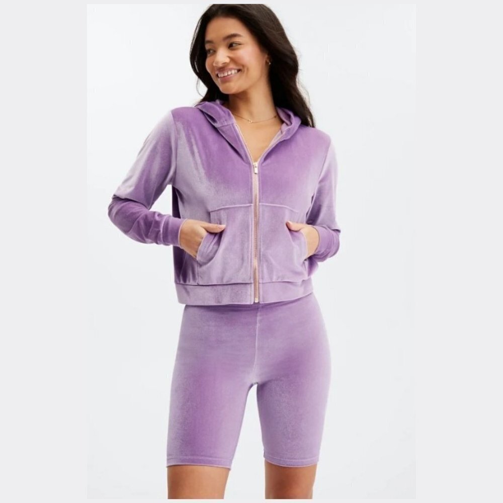 Fabletics Women's Bright Lilac Donna Velour Hoodie - L